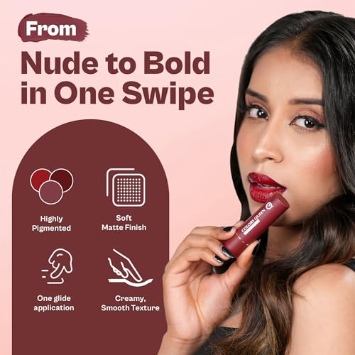 Colors Queen Lippie Pack of 3 Matte Lipsticks for Women Enriched with Jojoba Oil & Vitamin E | Lightweight & Long Lasting | Creamy Smooth Texture, Nourishing Formula | One Swipe Application (Combo - 01, 15g)