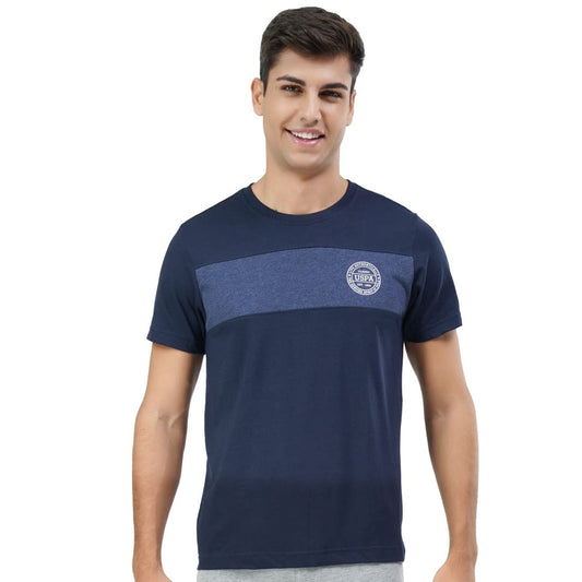 U.S. Polo Assn. Mens Crew Neck Colour Block I681 Lounge T-Shirt - Pack Of 1 (NAVY L)