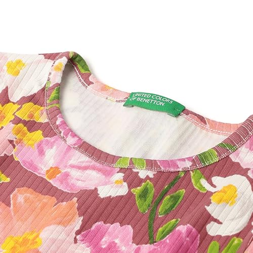 United Colors of Benetton Girl's Floral Regular Fit Top (25A3022CFCR2I901_Pink