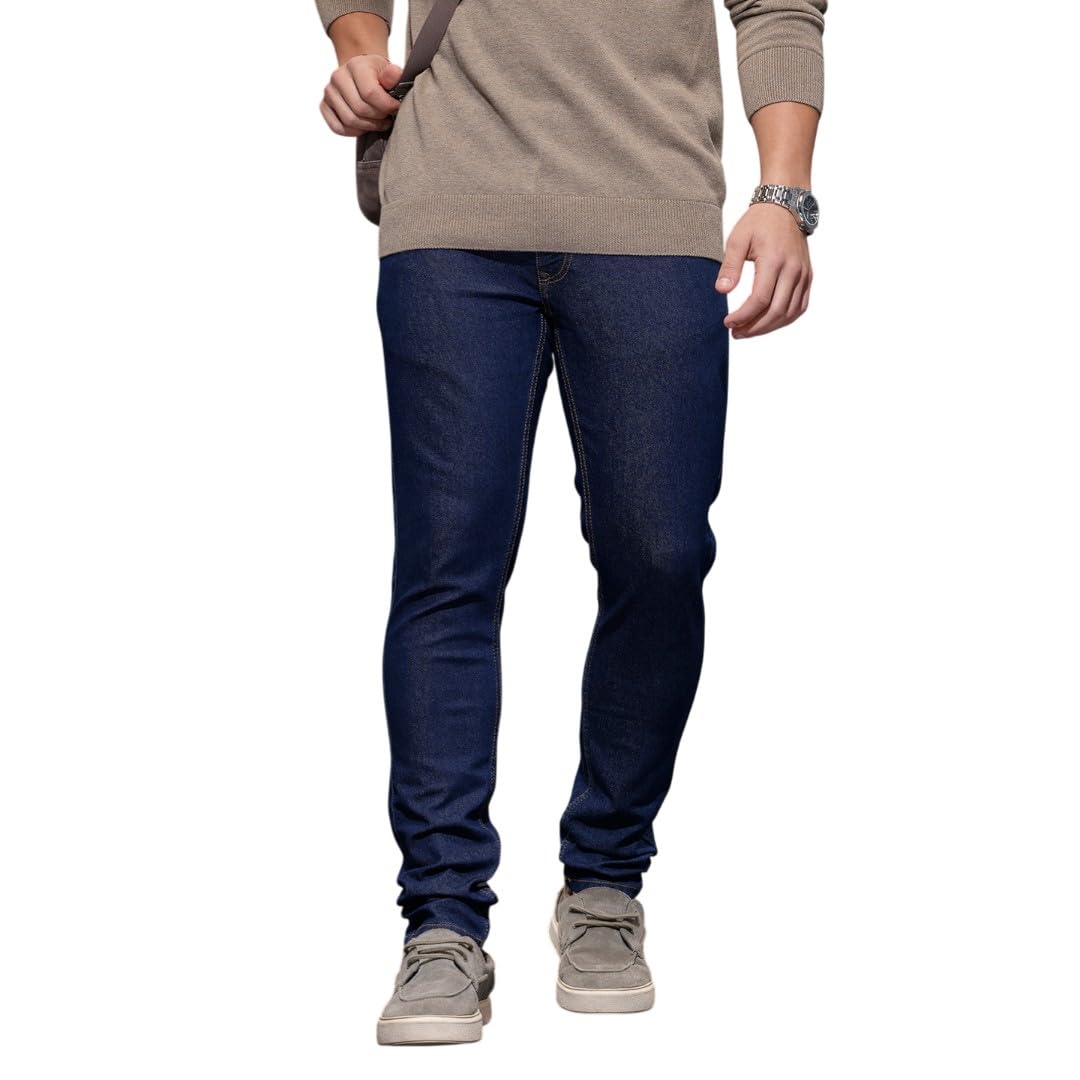 WROGN Men's Cotton Stretch Jeans | Solid | Skinny Fit | Black | 30