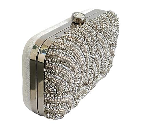 DUCHESS Women and Girls Embroidered Silver Clutch