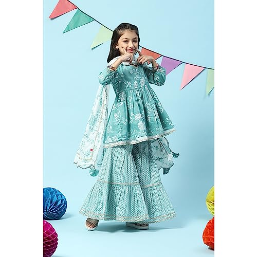 BIBA GIRL PRINTED RELAXED KID(KW5165_SEA GREEN_11)