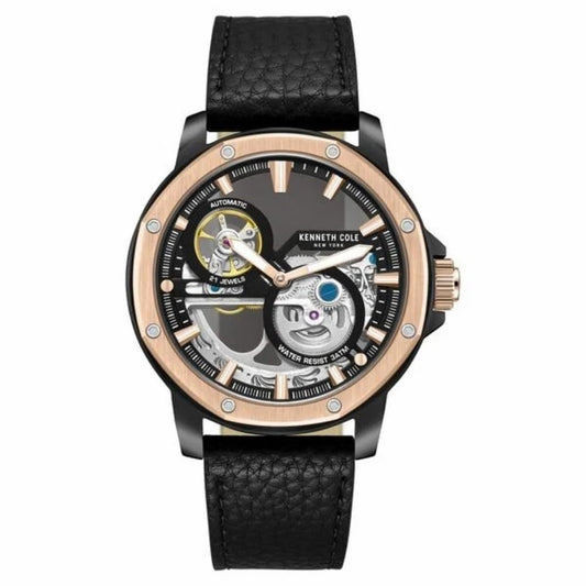 Kenneth Cole Automatic Black Dial Stainless Steel Strap Watch for Men-KCWGE0033702MN