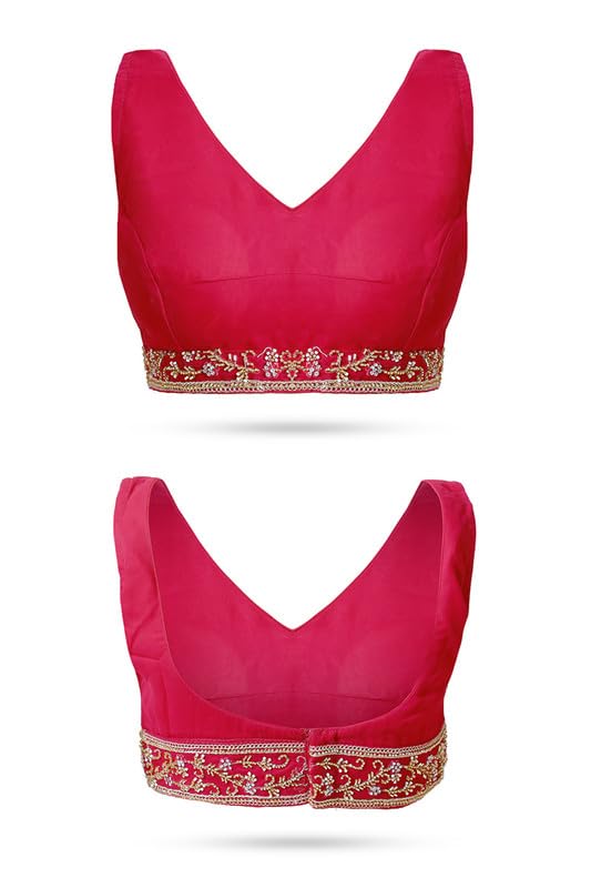 Soch Womens Fuchsia Georgette Saree With Stone Work