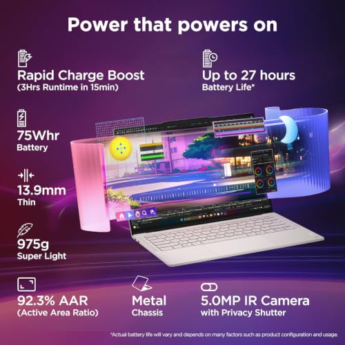 Lenovo Yoga Slim 7 Ultra Aura Edition Intel Evo Core Ultra X9 378H (32GB RAM/1TB SSD/14 (35.5cm)/2.8K WQXGA+ POLED/Copilot+ PC/Windows 11/MSO 365 Basic+Office24/Seashell/975g), 83QK00A4IN
