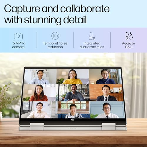 HP Pavilion x360, 13th Gen Intel Core i5-1335U Laptop (16GB DDR4, 512GB SSD) Touchscreen, 14"/35.6cm, FHD, Win 11, Office 21, Silver, 1.51kg, Iris Xe, FPR, 5MP Camera, Backlit KB, Pen, ek1074TU