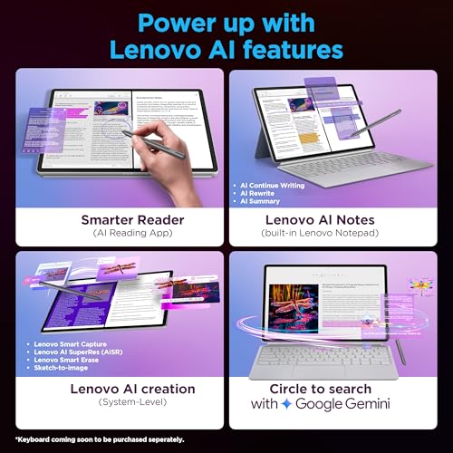 Lenovo Idea Tab Pro Gen 2 with Pen Plus {Smartchoice} 13" Display, 3.5K Resolution, 144Hz Refresh | 8GB, 256GB | Snapdragon 8s Gen 4 | 10200mAh, 4 JBL Speakers, USB 3.0 with DP-Out, Wi-Fi 7, Luna Grey