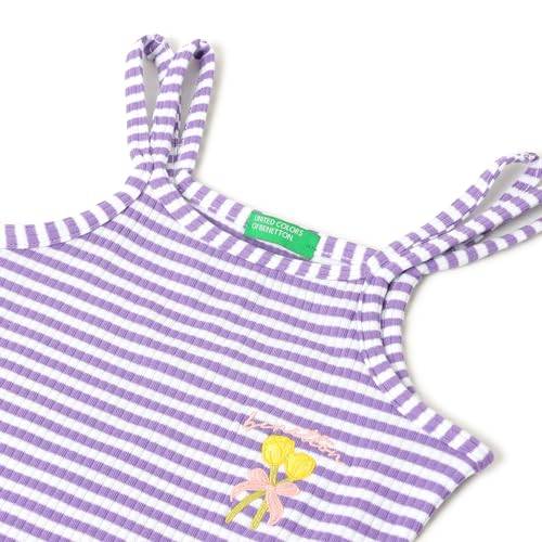 UNITED COLORS OF BENETTON Regular Fit Round Neck Striped Rib Knit Tank Dress (Size: 2-3 Years)-25P3E07G3252I902 White