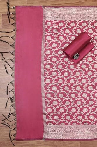 BIBA Women Pink Cotton Unstitched Suit Set_FREE SIZE