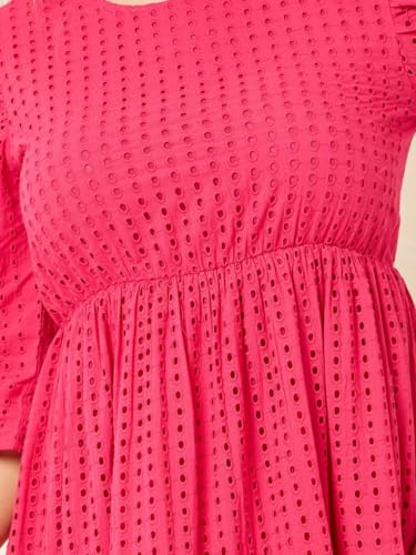 Styli Women's Cotton A-Line Midi (7007604448_Dark Pink_M)