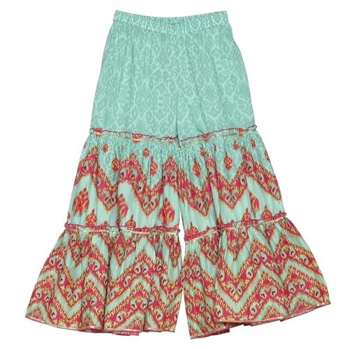 BIBA Girl's Turquoise Cotton Peplum Suit Set