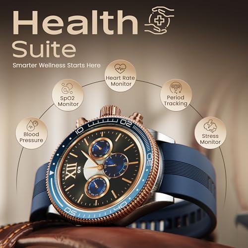 GOBOULT Newly Launched Saber Smart Watch 1.43'' AMOLED Display, BT Calling, Rotating Bezel, 200+Watchfaces, 700 Nits Brightness, AI Voice Assistant, SpO2 Monitoring, 120+ Sports Mode (Blue)