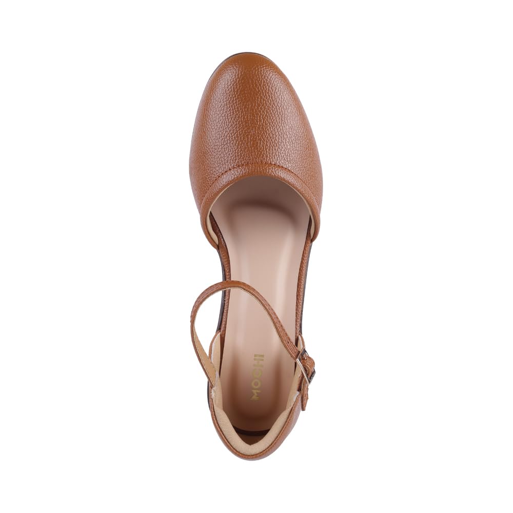 Mochi Women Tan Block Heel D'orsay Sandal UK/5 EU/38 (31-50)