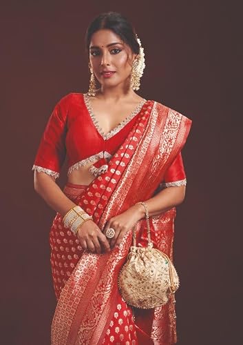 SALWAR STUDIO Red Mulberry Silk Readymade Blouse- Pack of 1.
