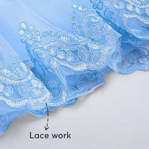 Hopscotch Girls Floral Embellished Gown in Blue Color for Age (3-4 Years)