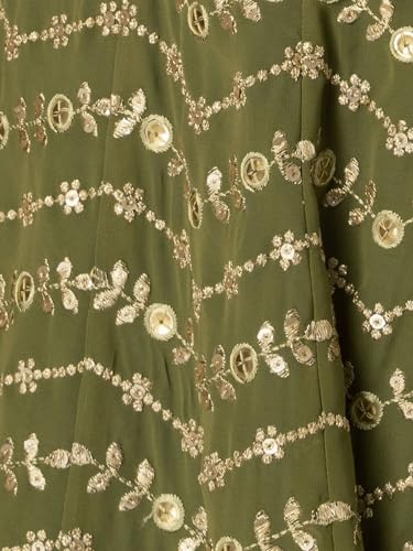 Zeel Clothing Women's Sequins Zari Embroidered Georgette Designer Lehenga Choli with Dupatta (7093-Green-Womens-Lehenga-Choli-Latest; Free Size) (Green)