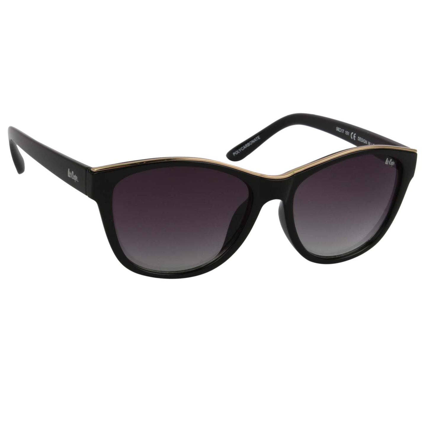 Lee Cooper UV Protected Cat Eye Women's Sunglasses - (LC9118SVB BLK|56|Grey Color Lens)
