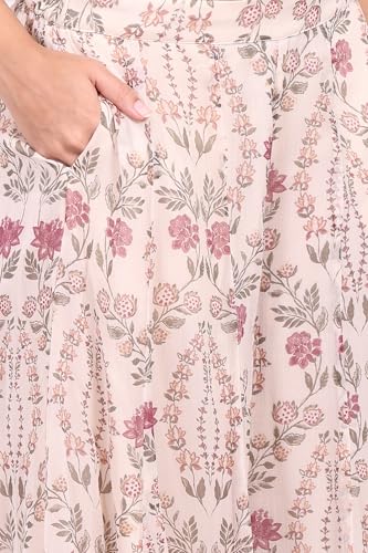 W for Woman White Floral Embroidered Cotton Straight Kurta with Flared Pant and Dupatta Set - (WS12938-223833-M)