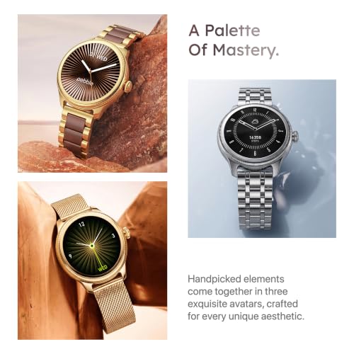Pebble Opal Newly Launched Smart Watch for Women | Super AMOLED, Classic Design, Glossy Metallic Finish, Stainless Steel Strap, 100+ Watch Faces, Cycle & Sleep Tracking | Sterling Silver