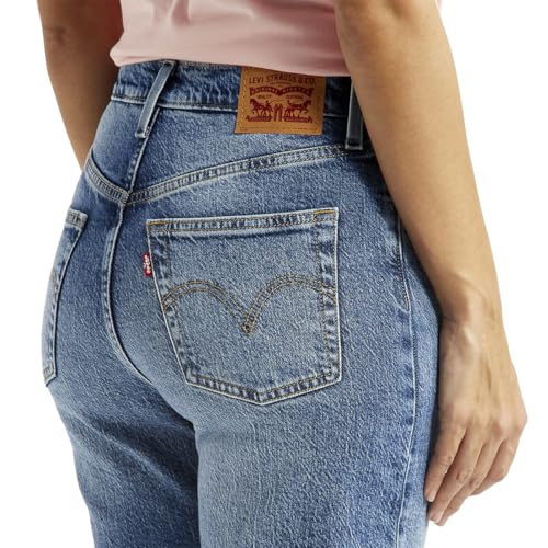 Women's High Rise Ribcage Straight Fit Blue Jeans
