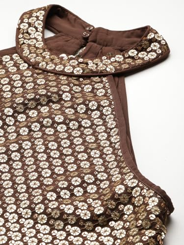 Label RITU KUMAR Halter Neck Sequins Short Dress Brown