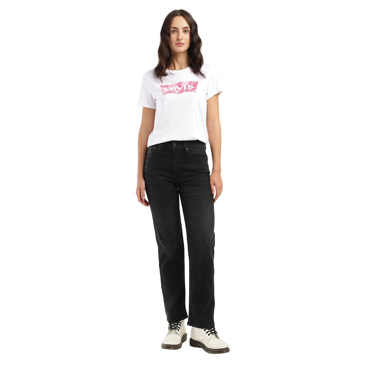 Levi's Women's Straight High Rise Jeans (A7092-0009_Black, 34