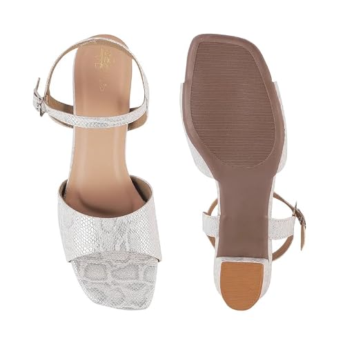 tresmode Sanrep White Women's Dress Block Heel Sandals in Size 3 UK / 36 EU
