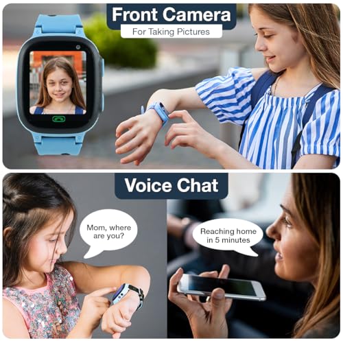 sekyo S2 Pro Kids Smartwatch for Boys & Girls, Calling Smart Watch for Kids with Location Tracker, Camera, SOS & Safe Zone Alert, Family Chat, App Control, Airtel & Vi Micro SIM Support only -Blue