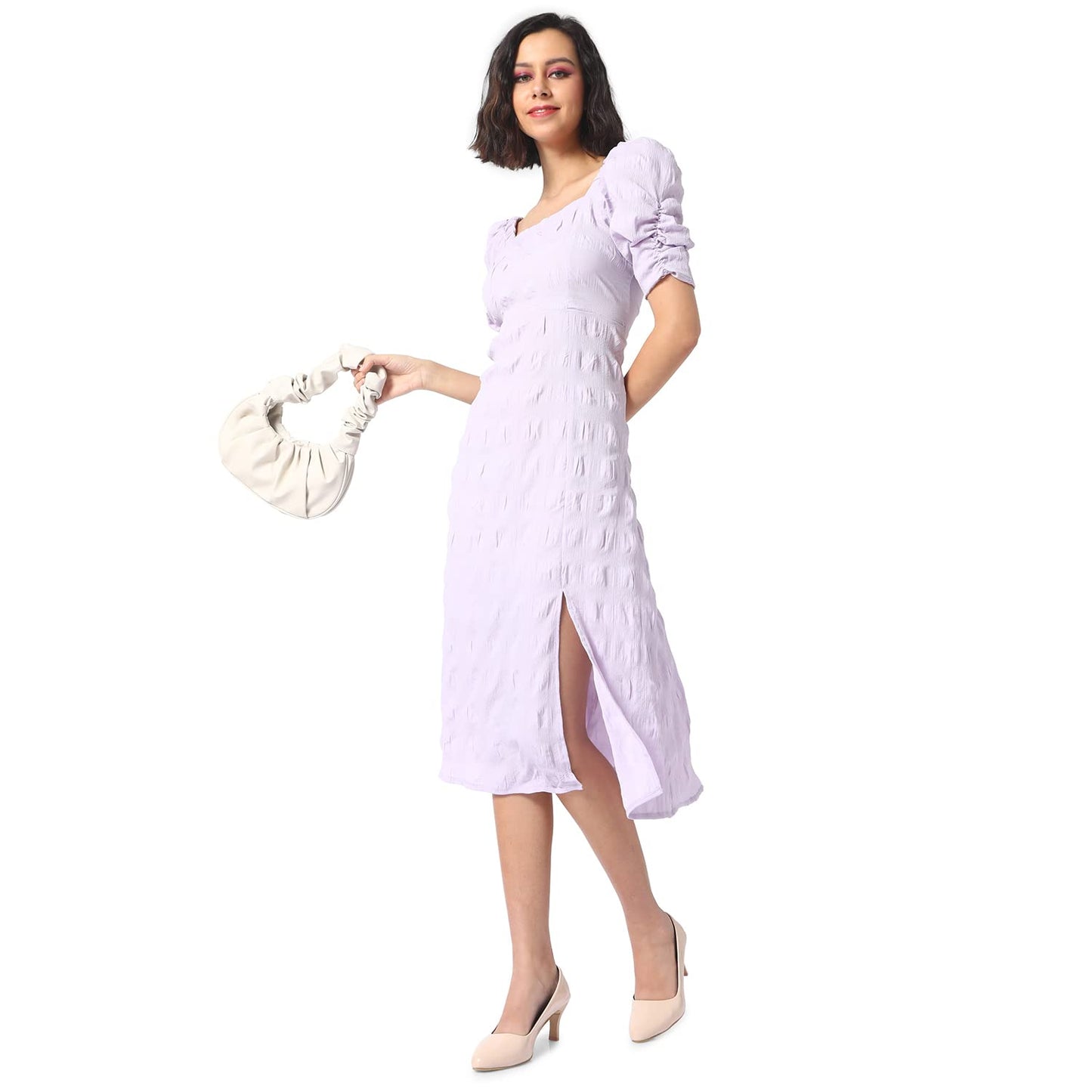 Campus Sutra Women's Midi Dress (SUSU22_CSWSSDR5108_M_Lilac_M)