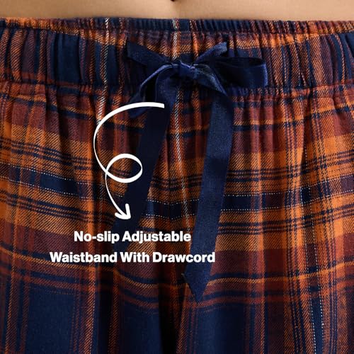 NYKD (NYS902 Cotton Checked Coords Set Night Suit for Women | Relaxed Fit, Collar Neckline Shirt with Full Sleeves & Pants| Perfect for Sleep & Lounge Wear (Navy & Brown, 2XL)