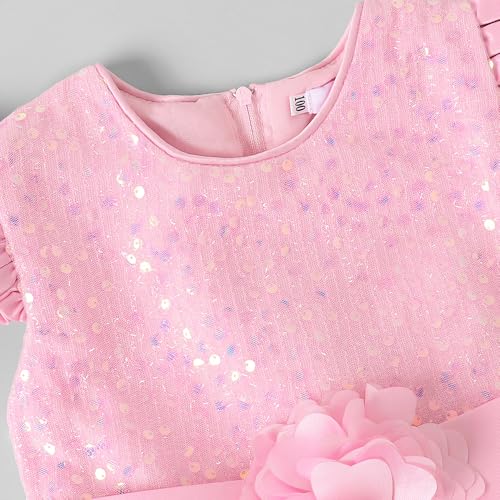 Hopscotch Girls Pink Short Sleeves Sequin Embellished Dress for Age (18-24 Months)