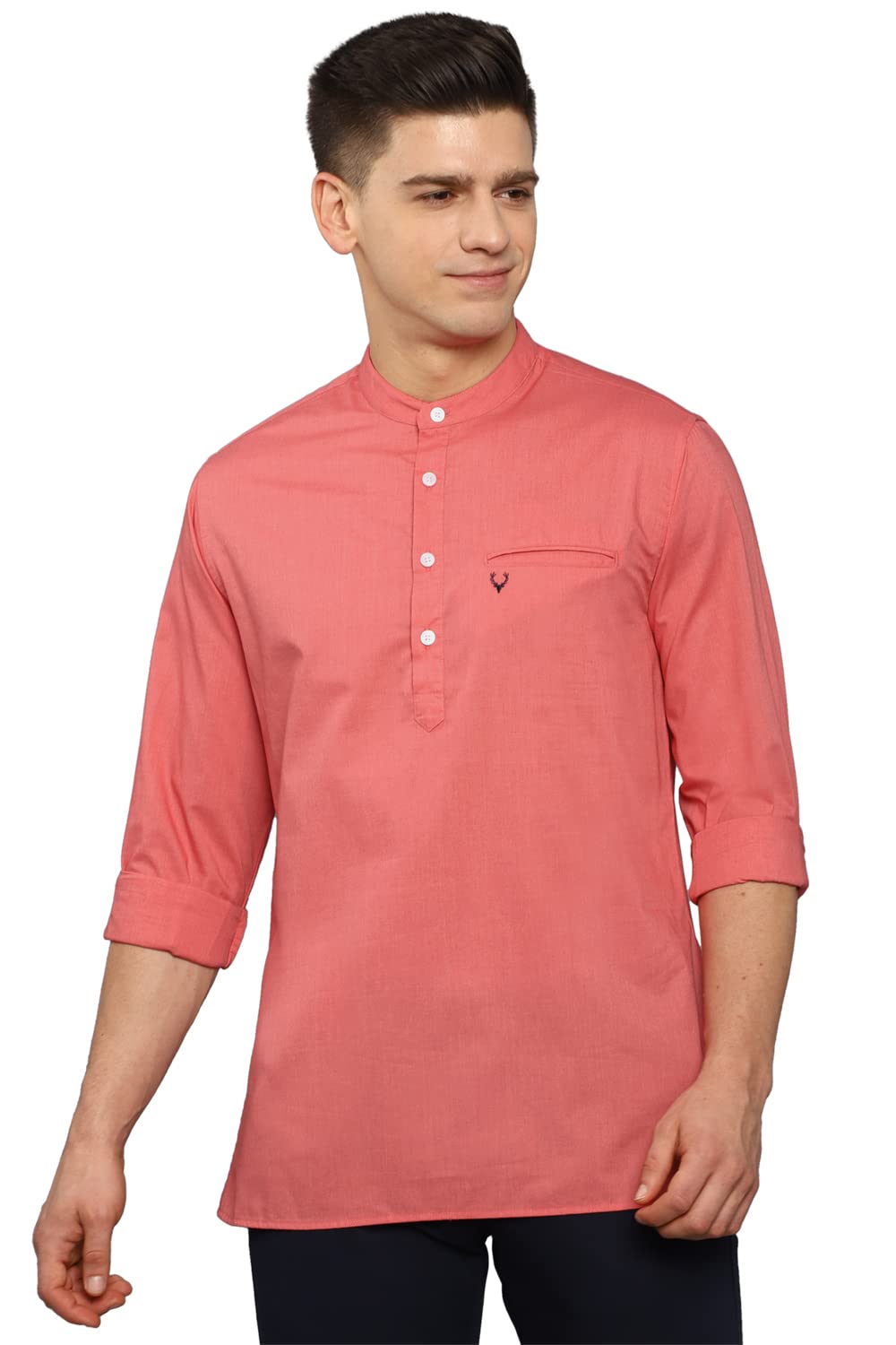 Allen Solly Men's Full Sleeves Short Kurta (ASKUQSTBN12389_Pink_38)