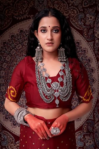 HEMA SILK MILLS Women Refined Mahogany Maroon Gajji Silk Bandhani Saree Gajji Maroon