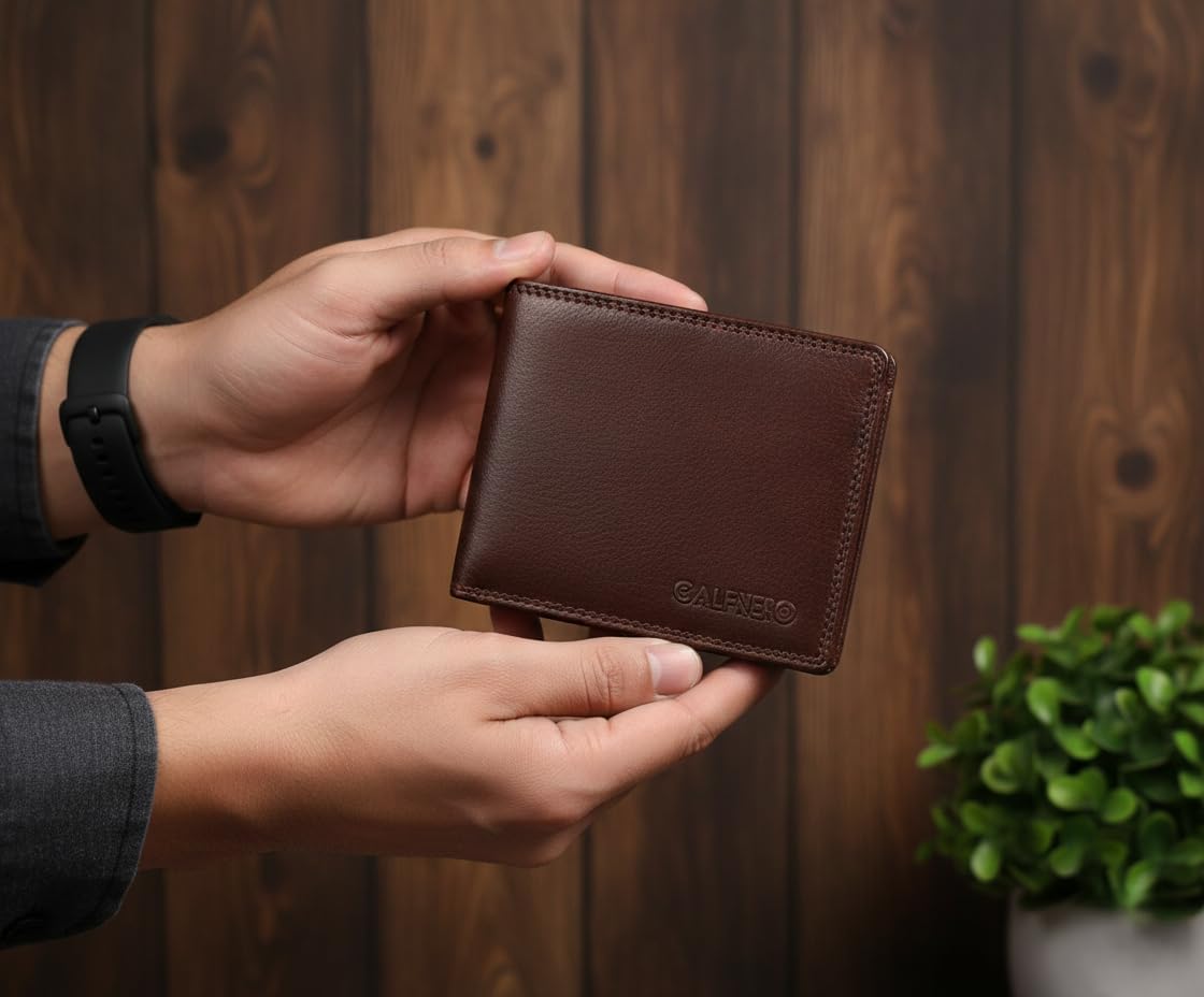 Calfnero Genuine Leather RFID Bifold Wallet for Men | Premium Vintage Leather Wallet with Flip-Up Card Holder, 12 Card Slots & Dual Cash Compartments