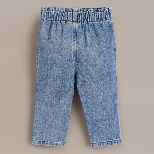 Hopscotch Girls Blue Kitty Embroidered Jeans for Ages (9-12 Months)