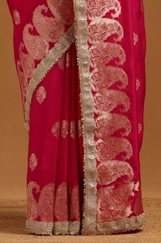 Soch Womens Fuchsia Dola Silk Zari Woven Saree