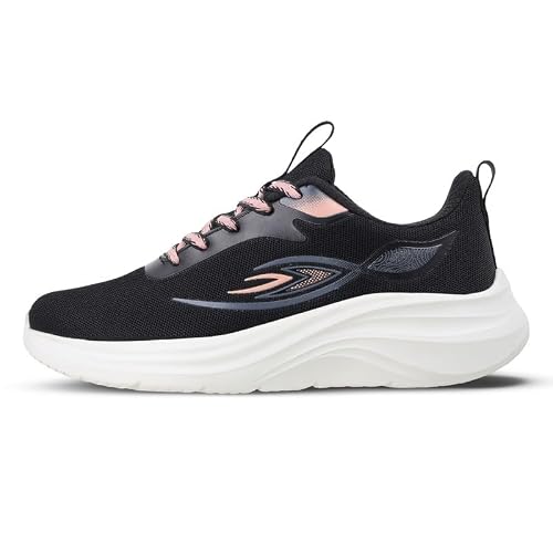 WALKAROO Women’s Lightweight Sports Shoes|Breathable Mesh Upper, Cushioned Comfort Sole, Lace-Up Closure|Stylish,Walking,Running,Gym,Training&All Day-use| SLE22998 Black