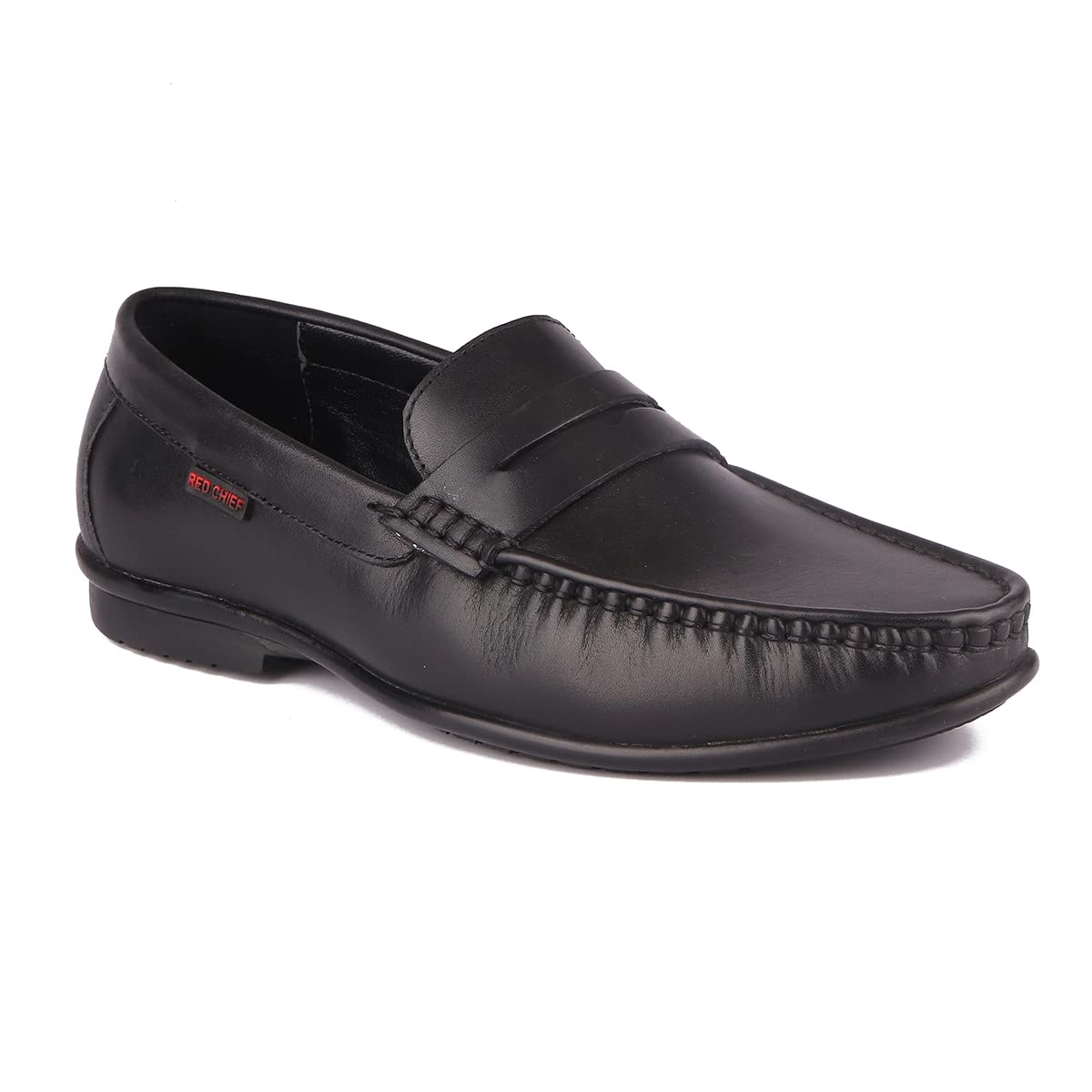 Red Chief Loafer Non-Lace Up | Men's Formal Shoes for Office | Black | Rubber Sole