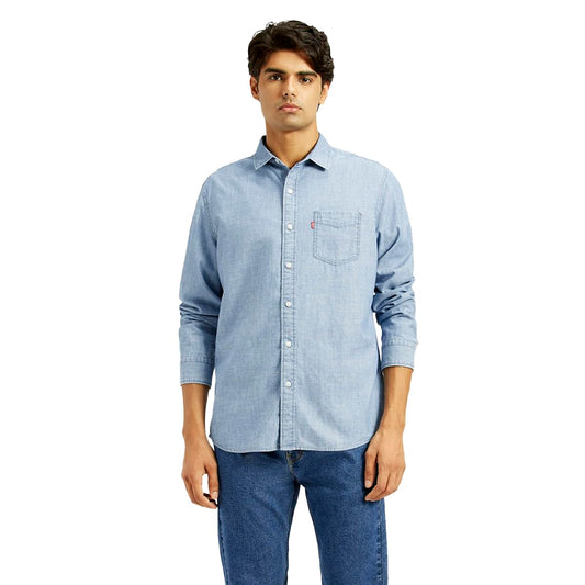 Levi's Men's Solid Slim Fit Shirt Blue