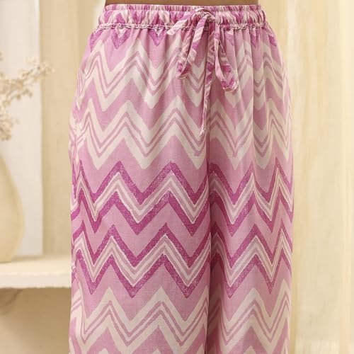 Biba Women's 60'S Cambric Kurta Set (SKD8052ESS25PNK_Pink