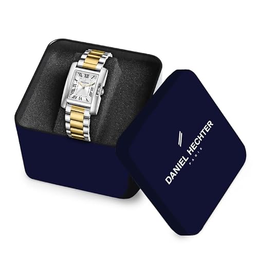 Daniel Hechter Paris Opera Collection Square Dial Watch for Women with Roman Indices and Stainless Steel Strap-DHW2004