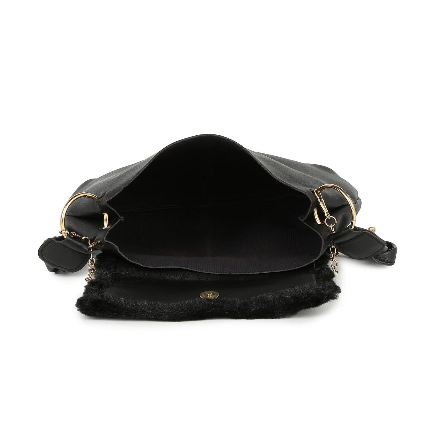 Haute Sauce Womwn black oval handbag with flap (HSHB1246)