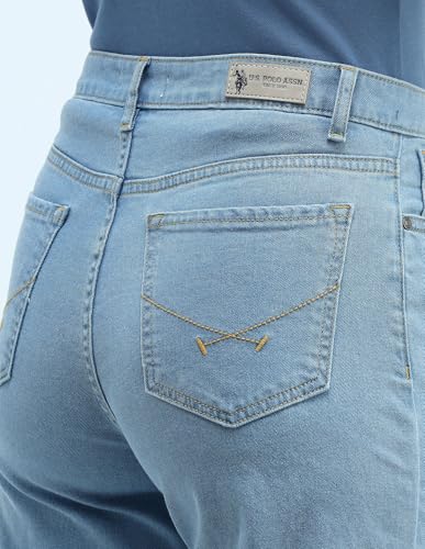 U.S. POLO ASSN. High Rise Wide Leg Jeans (UWAW24JEN268_Blue_32)