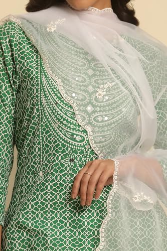 W for Woman White Organza Embroidered Dupatta (Size: Free Size)-W82234-400384