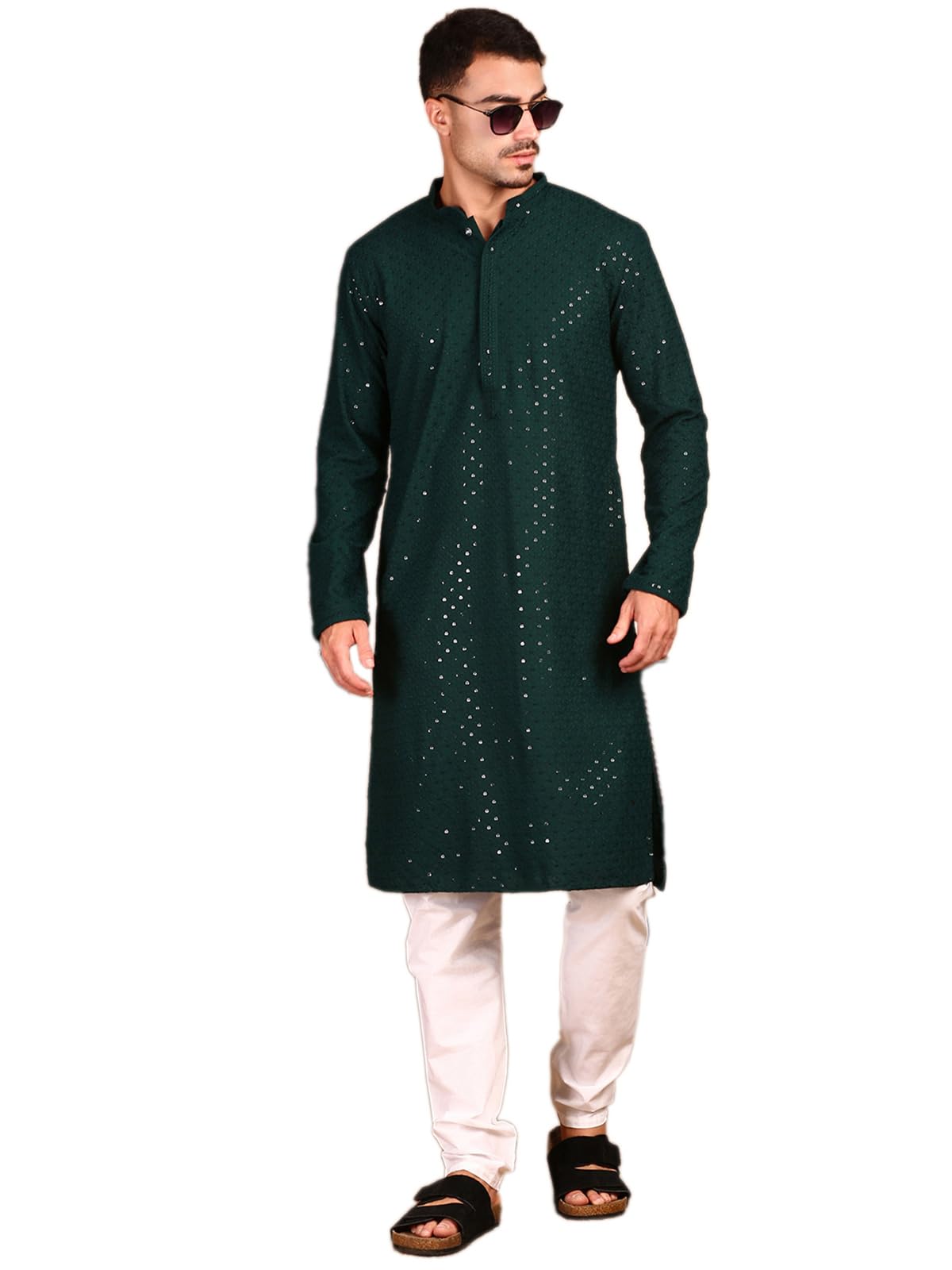 Sanwara Men's Rayon Floral Regular Kurta Set