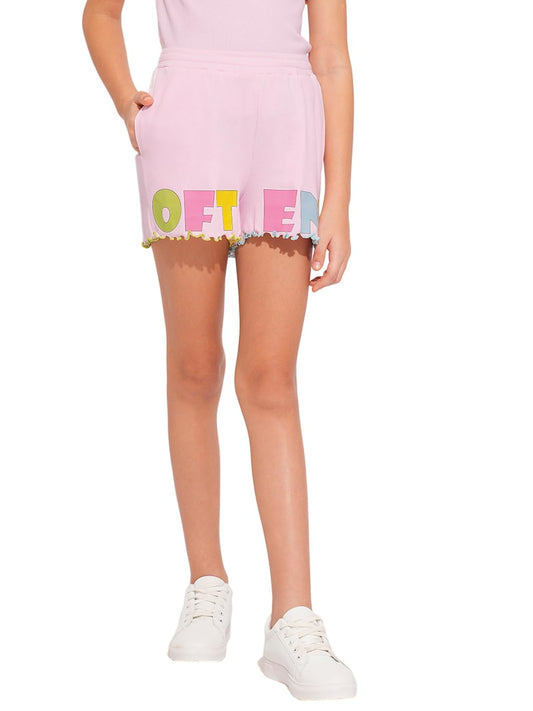 VERO MODA Girls Pink Printed Co-ord Set Shorts