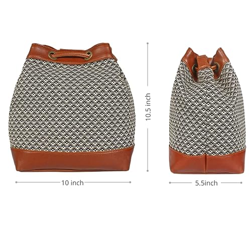 HAMELIN Women's Vegan Leather Bucket Bag | Handcrafted Sling Bag, Big Casual Bag | Stylish Travel Purse Handbag | Bucket Sling Hand Bag | Rakhi gift for Sister | Casual Purse (Orca)
