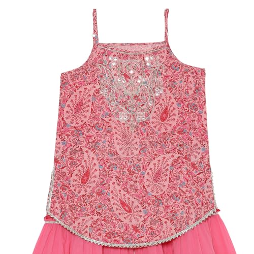 Biba Girl's Cotton Kurta, Bottom, Dupatta (KWPAISLEY6394SS25PNK_Pink