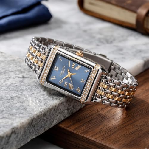 Carlton London Women Amara Analog Watch, Rectangle Dial, Stainless Steel Strap, Quartz Movement, 30M Water Resistant, Casual Wear (Sky Blue)