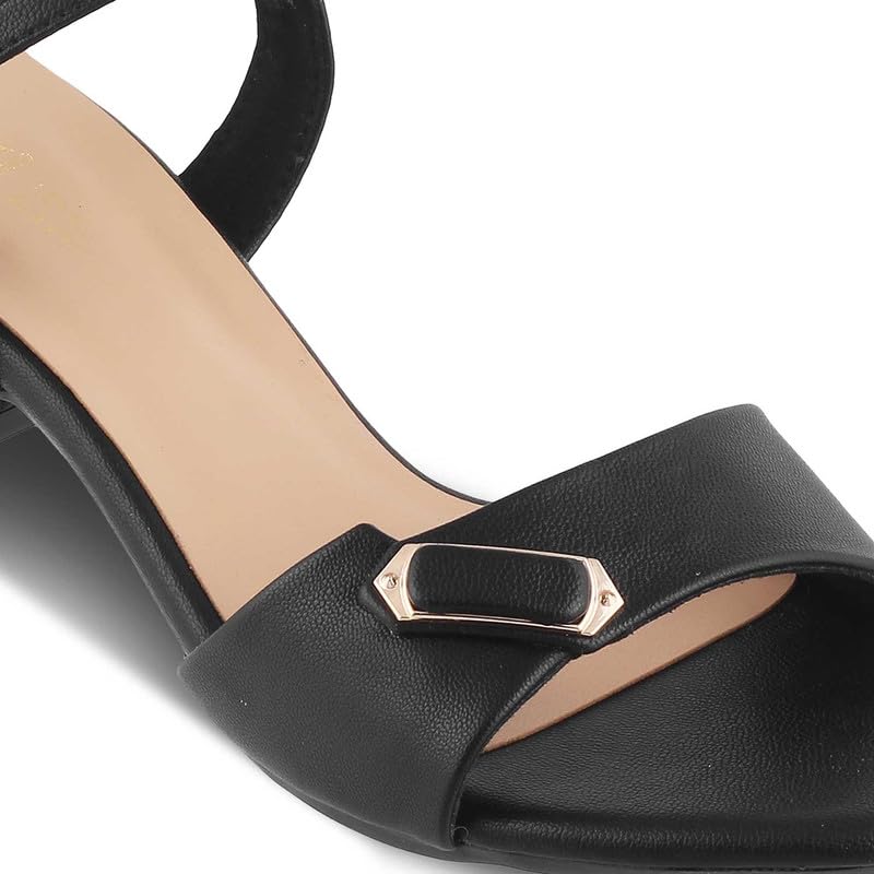 tresmode 239-MAUI Black Women Dress Block Heel Sandals EU/39 UK/6